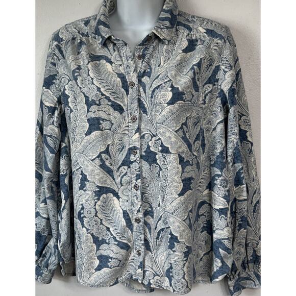 Pilcro Letterpress Shirt Women’s Size Small Sigourney Corduroy Button Down Blue - Picture 4 of 12